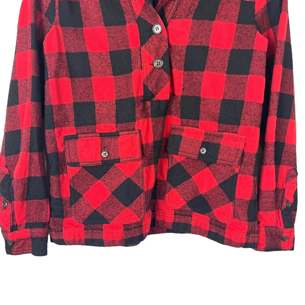 J Crew Red Buffalo Plaid Pullover Shirt Jacket. - Picture 5 of 11